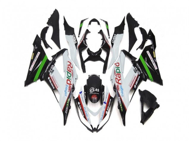 ABS Kit Carenatura Kawasaki ZX6R 13-18 - Bianco Nero ABS Kit Carenatura Kawasaki ZX6R 13-18 - Bianco Nero