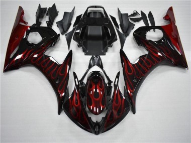 Carena Yamaha R6 03-05 - Nero Rosso Fiamma