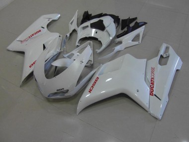 Carene Ducati 848 1098 1198 07-14 - Bianco Perla con Rosso Decalcomanie