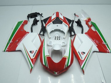 Carene Ducati 848 1098 1198 07-14 - Bianco & Rosso con Verde Banda