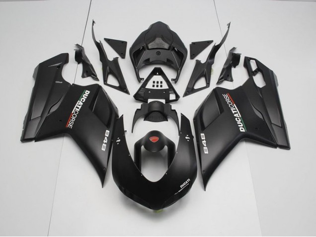 Carene Ducati 848 1098 1198 07-14 - Nero Opaco con Bianco Decalcomanie Carene Ducati 848 1098 1198 07-14 - Nero Opaco con Bianco Decalcomanie