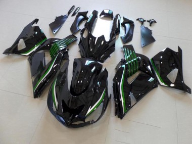 Carene Kawasaki ZX14R ZZR 1400 06-11 - Lucido Nero con Verde Line