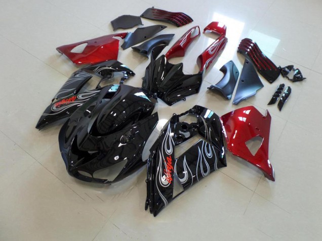 Carene Kawasaki ZX14R ZZR 1400 06-11 - Nero Nd Rosso Argento Fiamma Carene Kawasaki ZX14R ZZR 1400 06-11 - Nero Nd Rosso Argento Fiamma