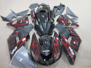 Carene Kawasaki ZX14R ZZR 1400 06-11 - Nero Rosso Fiamma Ninja