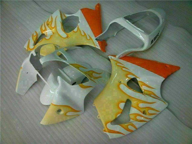 Carene Kawasaki ZX6R 00-02 - Bianco Giallo Fiamma Carene Kawasaki ZX6R 00-02 - Bianco Giallo Fiamma