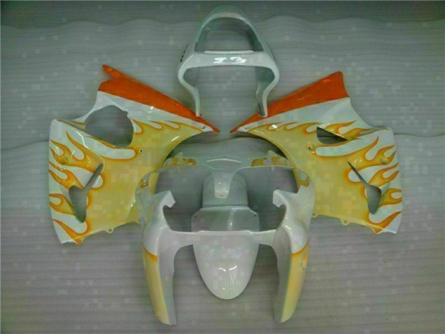 Carene Kawasaki ZX6R 00-02 - Bianco Giallo Fiamma Carene Kawasaki ZX6R 00-02 - Bianco Giallo Fiamma