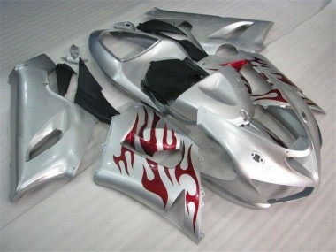 Carene Kawasaki ZX6R 05-06 - Argento Rosso Fiammas