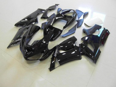 Carene Kawasaki ZX6R 05-06 - Lucido Nero Argento Decalcomanie