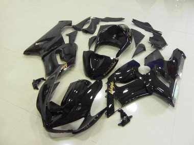 Carene Kawasaki ZX6R 05-06 - Lucido Nero Oro Decalcomanie