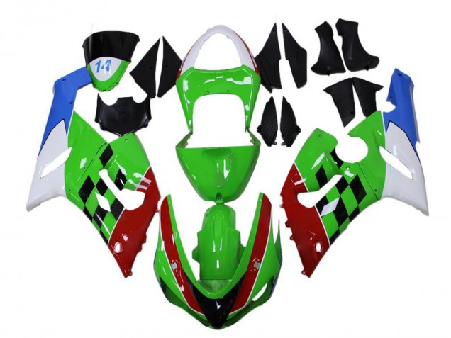 Carene Kawasaki ZX6R 05-06 - Verde Rosso Bianco Blu Carene Kawasaki ZX6R 05-06 - Verde Rosso Bianco Blu