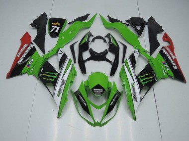 Carene Kawasaki ZX6R 13-18 - Nero Verde Bianco Monster