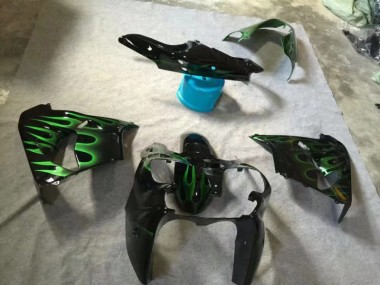 Carene Kawasaki ZX9R 02-03 - Lucido Nero Verde Fiamma