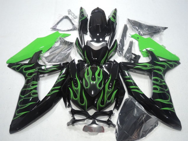 Carene Suzuki GSXR 600 K8 08-10 - Nero Verde Fiamma Carene Suzuki GSXR 600 K8 08-10 - Nero Verde Fiamma