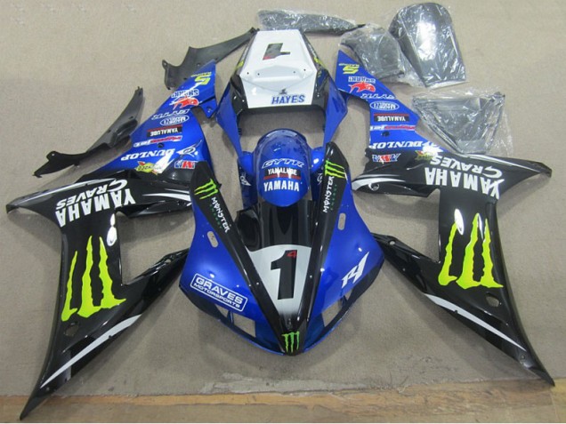 Carene Yamaha R1 02-03 - Blu Nero Graves 1 Carene Yamaha R1 02-03 - Blu Nero Graves 1