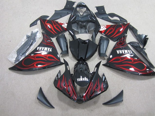 Carene Yamaha R1 12-14 - Nero Rosso Fiamma Carene Yamaha R1 12-14 - Nero Rosso Fiamma