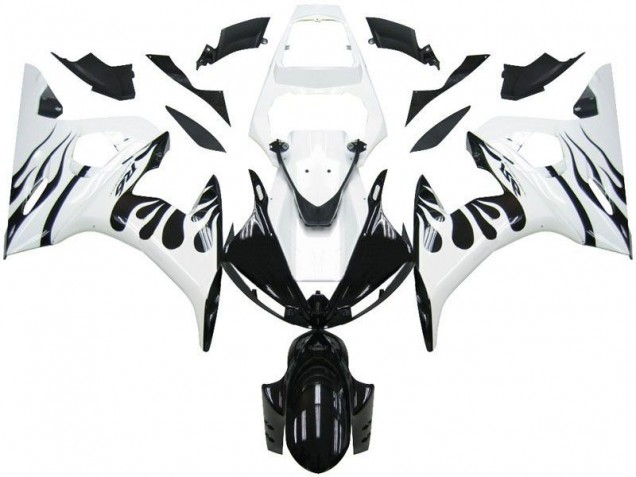 Carene Yamaha R6 03-05 - Bianco Fiamma Nero Carene Yamaha R6 03-05 - Bianco Fiamma Nero