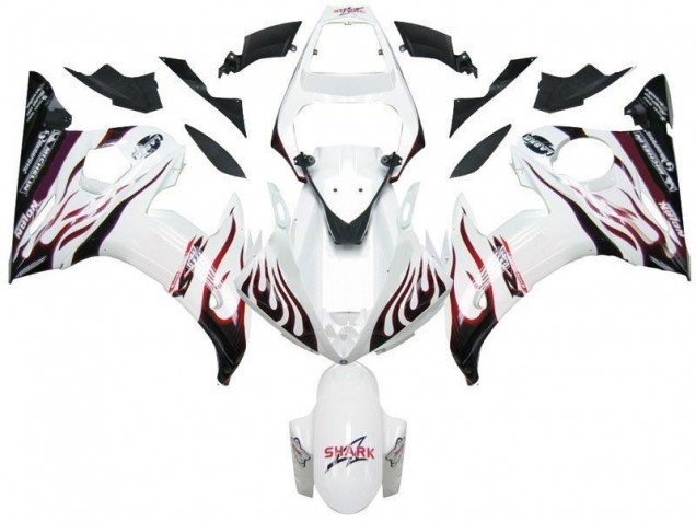 Carene Yamaha R6 03-05 - Bianco Nero Rosso Fiamma Carene Yamaha R6 03-05 - Bianco Nero Rosso Fiamma