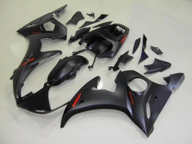 Carene Yamaha R6 03-05 - Nero Opaco Rosso Decalcomanie
