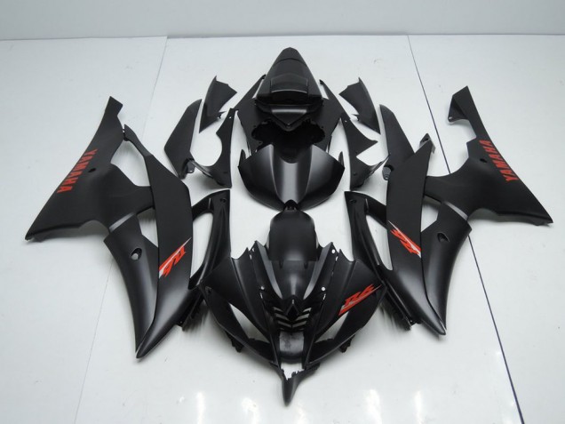 Carene Yamaha R6 08-16 - Nero Opaco Rosso Decalcomanie