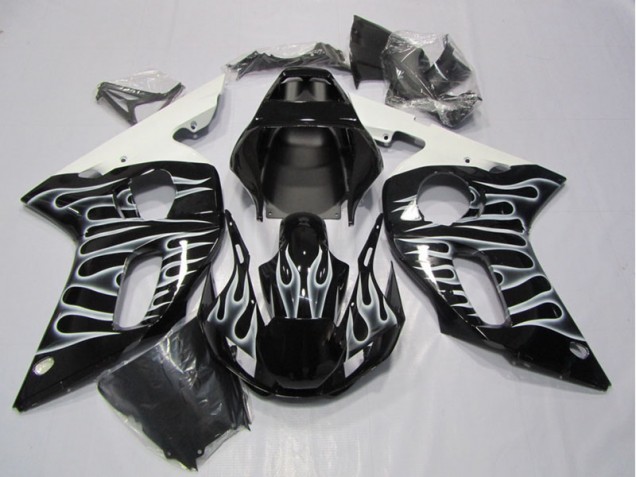 Carene Yamaha R6 98-02 - Nero Bianco Fiamma Carene Yamaha R6 98-02 - Nero Bianco Fiamma