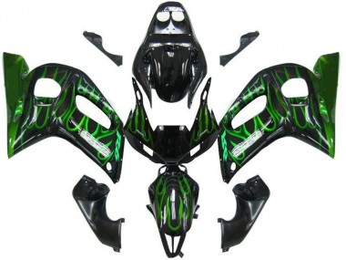 Carene Yamaha R6 98-02 - Nero Verde Fiamma
