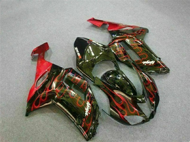 Kit Carenatura Kawasaki ZX6R 07-08 - Nero Rosso Fiamma Kit Carenatura Kawasaki ZX6R 07-08 - Nero Rosso Fiamma