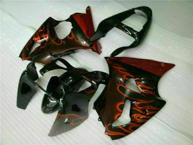 Kit Carene Completa Kawasaki ZX6R 00-02 - Nero Rosso Fiamma Kit Carene Completa Kawasaki ZX6R 00-02 - Nero Rosso Fiamma