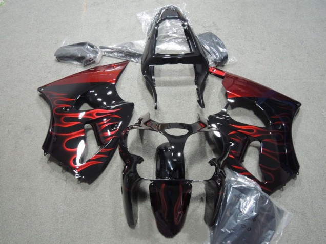 Kit Carene Kawasaki ZX6R 00-02 - Nero Rosso Fiamma Kit Carene Kawasaki ZX6R 00-02 - Nero Rosso Fiamma