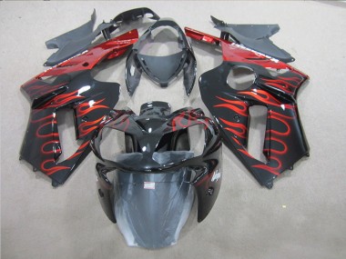 Kit Completo Carenatura ABS Kawasaki ZX6R 07-08 - Nero Rosso Fiamma