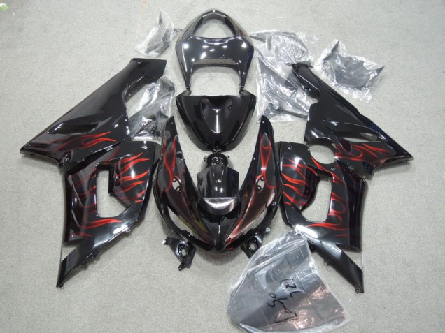 Kits Carenatura Kawasaki ZX6R 05-06 - Nero Rosso Fiamma Kits Carenatura Kawasaki ZX6R 05-06 - Nero Rosso Fiamma