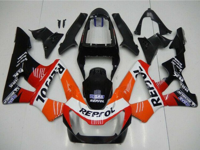 Carene Moto Honda CBR900RR 929RR 2000-2001 - Arancia Bianco Rosso Nero Lucido Repsol