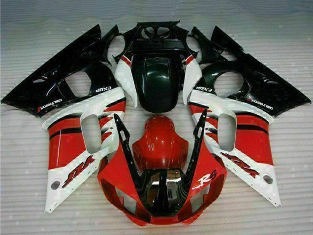 Carena Moto Yamaha YZF R6 1998-2002 - Bianco Rosso Nero Lucido