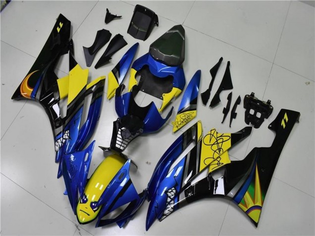 Carene Moto Yamaha YZF R6 2006-2007 - Blu Giallo Nero Lucido Squalo