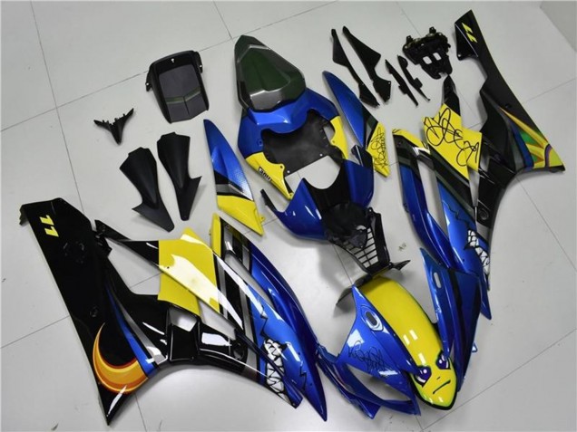 Carene Moto Yamaha YZF R6 2006-2007 - Blu Giallo Nero Lucido Squalo