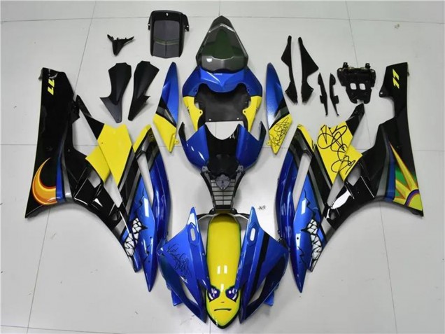 Carene Moto Yamaha YZF R6 2006-2007 - Blu Giallo Nero Lucido Squalo