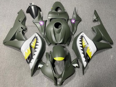 Carena Moto Honda CBR600RR 2007-2008 - Verde Militare Bianco Giallo Squalo