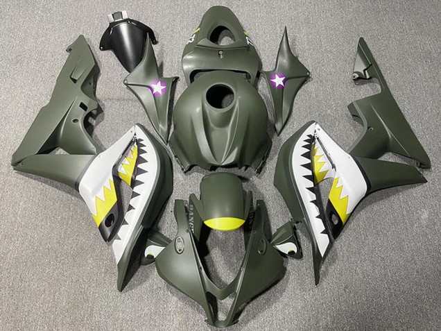 Carena Moto Honda CBR600RR 2007-2008 - Verde Militare Bianco Giallo Squalo