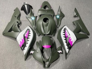 Carena Moto Honda CBR600RR 2007-2008 - Verde Militare Bianco Rosa Squalo