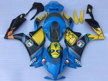 Carena Moto Honda CBR1000RR 2012-2016 - Blu Giallo Nero Lucido Squalo Teeth