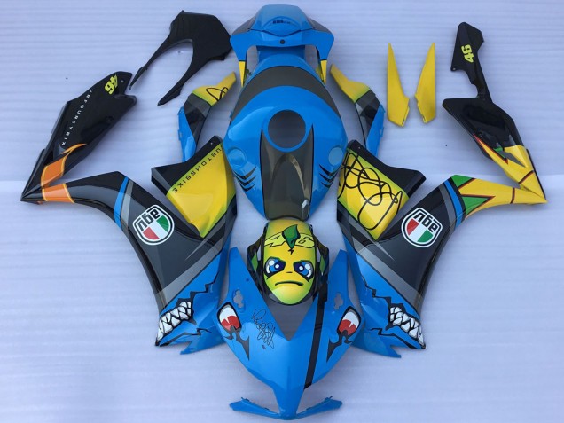 Carena Moto Honda CBR1000RR 2012-2016 - Blu Giallo Nero Lucido Squalo Teeth