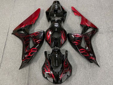 Carena Moto Honda CBR1000RR 2006-2007 - Nero Lucido Rosso Fiamma