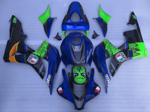 Carena Moto Honda CBR600RR 2007-2008 - Blu Verde Nero Lucido Squalo