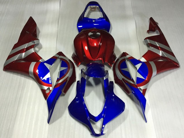 Carena Moto Honda CBR600RR 2007-2008 - Rosso Argento Blu Captain America