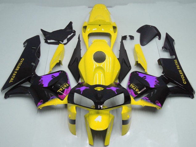 Carena Moto Honda CBR600RR 2005-2006 - Nero Lucido Giallo Viola Splatter