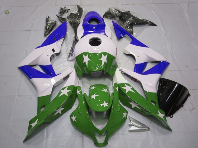 Carena Moto Honda CBR600RR 2007-2008 - Bianco Blu Verde Stellas Banda