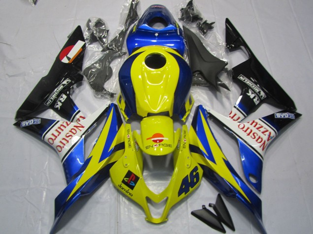 Carena Moto Honda CBR600RR 2007-2008 - Giallo Blu Bianco Nero Lucido Nastro Azzurro