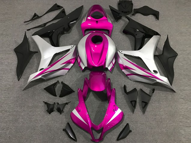 Carena Moto Honda CBR600RR 2007-2008 - Argento Rosa Nero Lucido OEM Stile