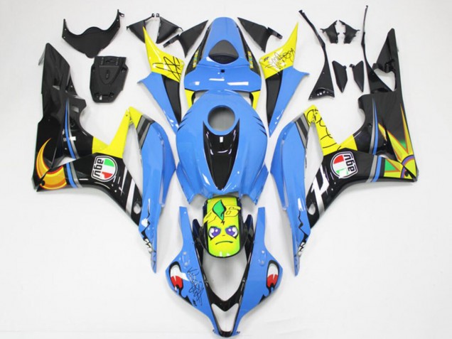 Carene Moto Honda CBR600RR 2007-2008 - Azzurro Chiaro Giallo Nero Lucido Squalo