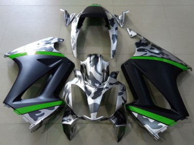 Carena Moto Honda VFR 800 2002-2013 - Grigio Camouflage Verde Nero Opaco