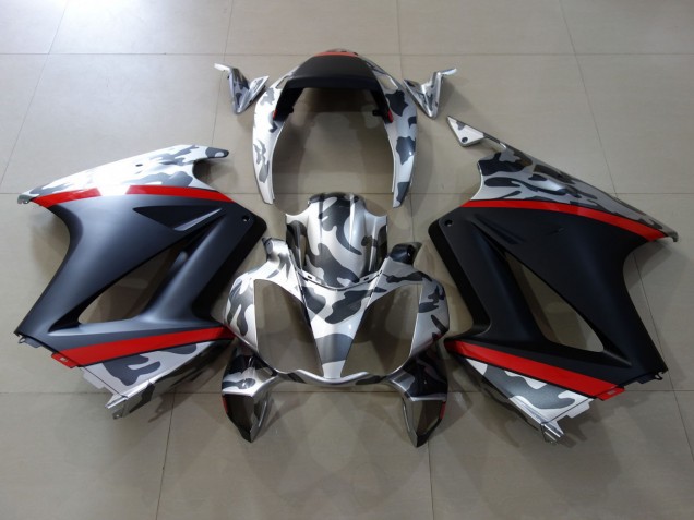 Carena Moto Honda VFR 800 2002-2013 - Grigio Camouflage Rosso Nero Opaco